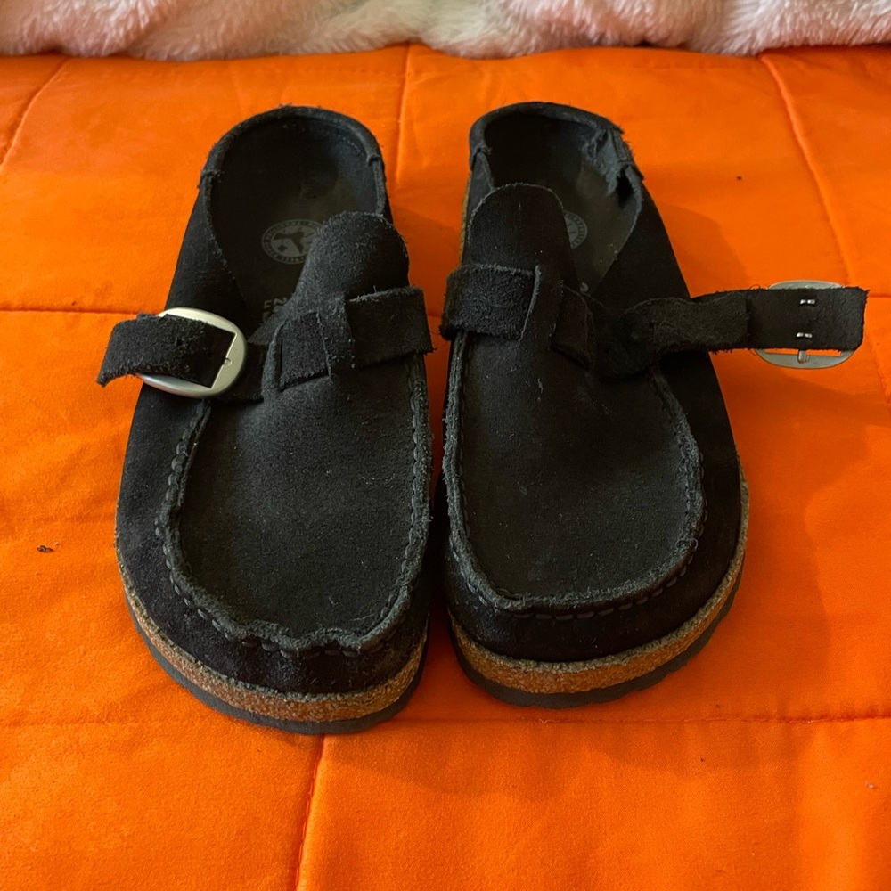 Birkenstock Sandals Buckley Suede 37 Closed-Toe Slip On Black Women's